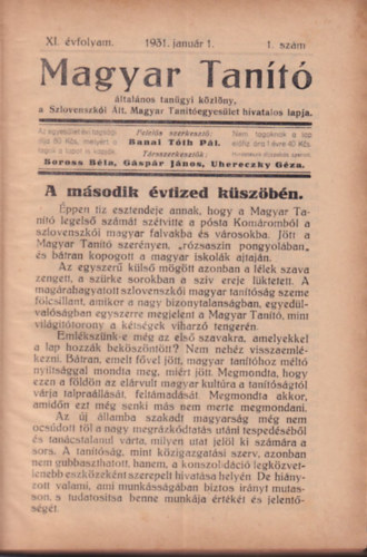 Banai Tth Pl - Magyar tant 1931. vf. 1-24. ( teljes ) Szlovkiai Komrnoban adtk ki