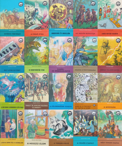 Breszt Borisz, Padisák Mihály, A. Nyekraszov, Maciej Wojtyszko, Ráth-Végh István, Teknős Péter, Doán Giói, Tőke Péter, Alaksza Tamás, Dáné Tibor, Simai Mihály, Sze Aleksander Minkowski - 20 db Delfin könyv: Kardvirág és oroszlán + Divényi történet + Kanóc, az emberszelídítő + Linkóci kapitány kalandjai + A hosszú álom + A tengeri kígyó + Sárga villámcsapás + Hajsza a fegyverekért + A nyevigák + Egy utas eltűn