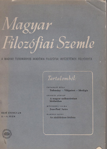 Fogarasi B�la - Magyar Filoz�fiai Szemle