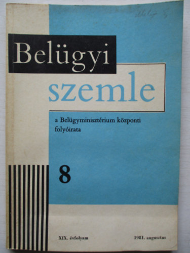 Bel�gyi szemle 1981/8 augusztus