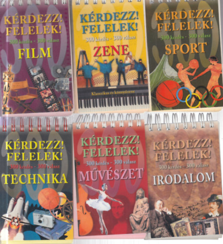 6 db. K�rdezz! Felelek! (Film + Zene + Sport + Technika + M�v�szet + Irodalom)