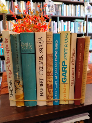 Mark Twain Henryk Sienkiewicz Émile Zola Gustave Flaubert Daniel Defoe Mark Twain John Irving Villamont Robert Leeson John Steinbeck - KÖNYVMENTŐ AJÁNLAT, VILÁGIRODALOM - Egy jenki Arthur király udvarában, Sivatagon és vadonban, Igazság, Érzelmek iskolája, A londoni pestis, Az 1.000.000 fontos bankó, Garp szerint a világ, Kisdarázs, Rabszolgahajón, Volt egyszer egy há