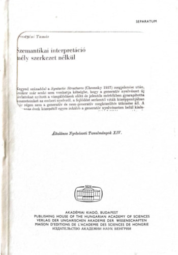 Teresty�ni Tam�s - Szemantikai Interpret�ci� m�ly szerkezet n�lk�l