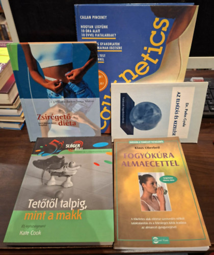 Dr. Klaus Oberbeil, Kate Cook, Christina Zacker Pados Gyula - Callan Pinckney Sonja Mutter - 5 db-os egészséges életmóddal kapcsolatos KÖNYVMENTŐ AJÁNLAT: Az elhízás és kezelése, Fogyúkúra almaecettel, Tetőtől talpig, mint a makk, Zsíréegető diéta, Callanestics