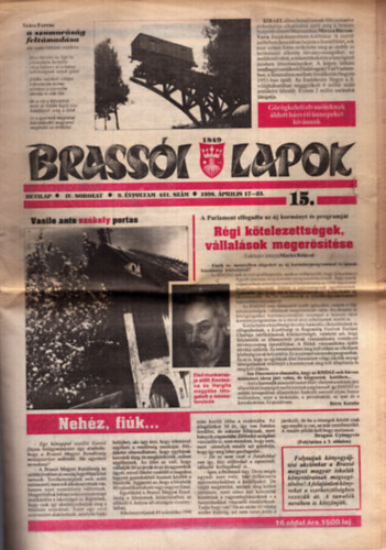 B�res Katalin  (szerk.), B�r� B�la (szerk.), Both Csaba (szerk.), Dragus Gy�ngyv�r (szerk.), G�bor Ilona (szerk.), Gergely Tam�s (szerk.), V�s�rhelyi Katalin (szerk.) Bal�zs J�nos (szerk.) - Brass�i Lapok IV. sorozat 9. �vfolyam 431. sz�m 1998. �prilis 17-23.