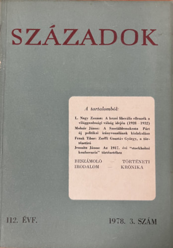 Századok 1978/3. (A Magyar Történelmi Társulat közlönye)