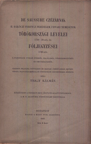 Thaly Klmn (kzli) - De Saussure czzrnak trkorszgi levelei s fljegyzsei