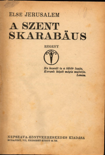 Else Jerusalem - A szent skarabaus