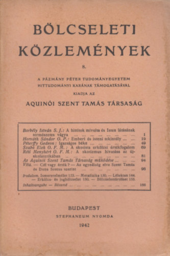 Blcseleti kzlemnyek 8. (1942)