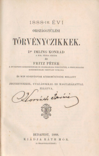 1888-ik vi orszggylsi trvnyczikkek
