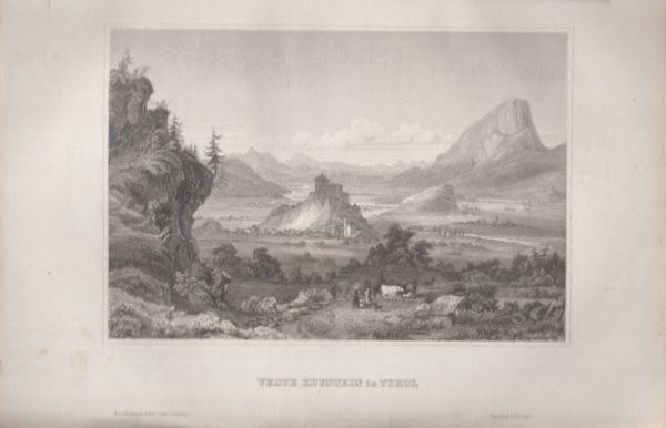 Veste Kufstein in Tyrol ( Ausztria, Eurpa) (16x23,5 cm mret eredeti aclmetszet, 1856-bl)