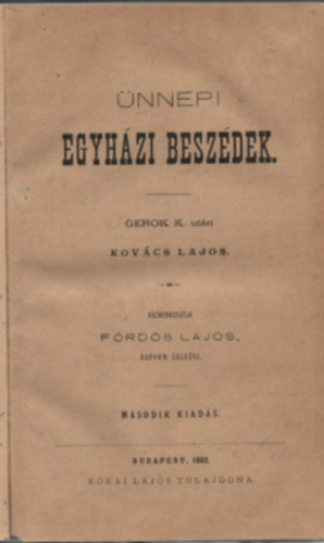 Kov�cs Lajos - �nnepi egyh�zi besz�dek