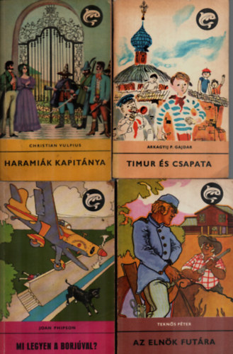 Joan Phipson, Arkagyij P. Gajdar, Rudolf Daumann, Tekn�s P�ter, Szombathy Viktor:, S�ndor Lajos, Hossz� toll-A. Raszulova Christian Vulpius - 8 db Delfin: A t�rzsf�n�k titka, Jel a szikl�n, Az �rnasz�d foglyai, Az eln�k fut�ra, S�rk�nyok nyom�ban, Timur �s csapata, Mi legyen a borj�val, Harami�k kapit�nya.
