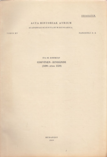 Sz. Koroknay va - Corvinen - Einbande (1490-etwa 1520) (dediklt)