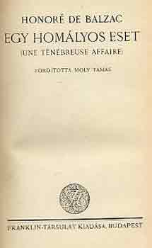 Honoré de Balzac - Egy homályos eset