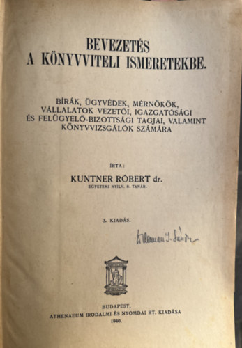Dr. Kuntner Róbert - Bevezetés a könyvviteli ismeretekbe