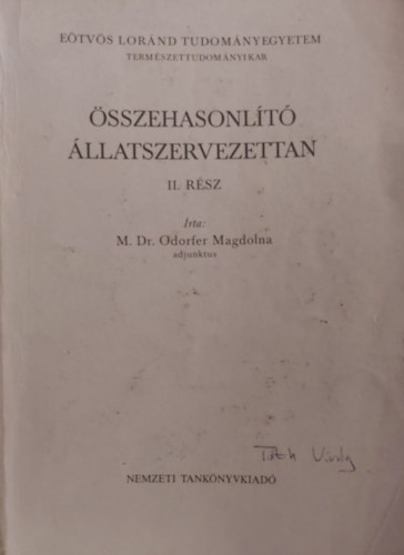 M. Dr. Odorfer Magdolna - �sszehasonl�t� �llatszervezettan II.