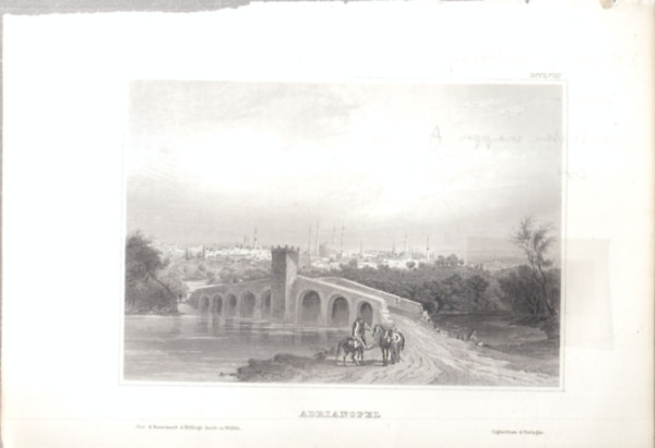 Adrianopel (Edirne, v�ros, T�r�korsz�g, K�zel-Kelet, �zsia) (16x23,5 cm lapm�ret� eredeti ac�lmetszet, 1856-b�l)