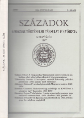 Pl Lajos  (szerk.) - Szzadok 2000/5. szm (134. vfolyam)