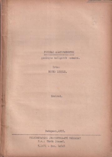 Egyed Lszl - Fizikai alapismeretek geolgus hallgatk szmra