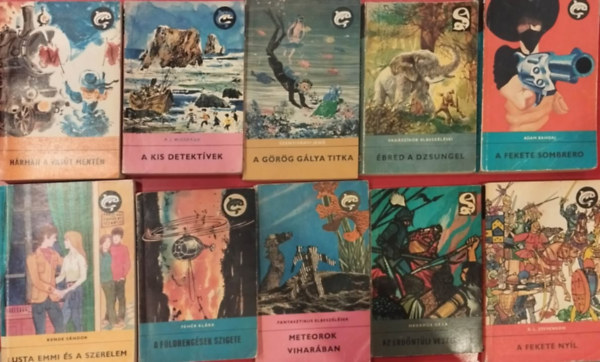 vadászírók elbeszélései, Szentiványi Jenő, R.J. McGregor, Adam Bahdaj, E.Nesbit, R.L.Stevenson, Kende Sándor, Fehér Klára, Fantasztikus elbeszélések, Hegedűs Géza - 10 db delfin könyv
