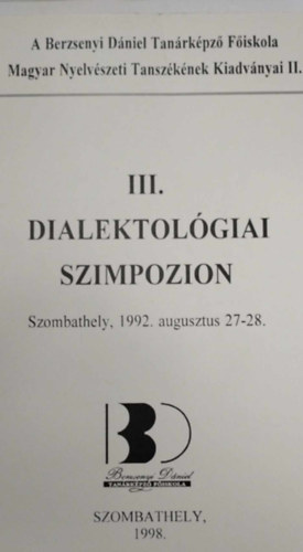 Dialektolgiai szimpozion III.