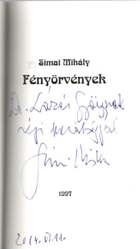 Simai Mih�ly - F�ny�rv�nyek- dedik�lt