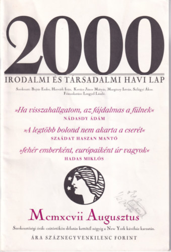 2000 Irodalmi �s T�rsadalmi Havi Lap - 1997. Augusztus