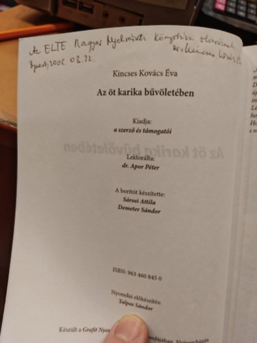 Kincses Kovcs va - Az t karika bvletben /dediklt/