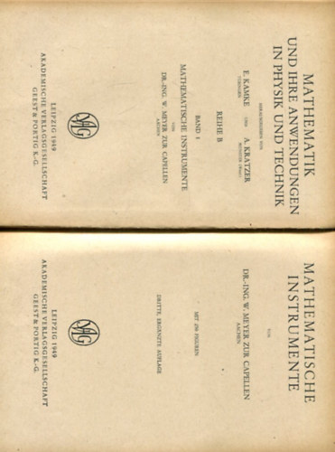 Dr.-Ing. W. Meyer Zur Capellen - Mathematische Instrumente