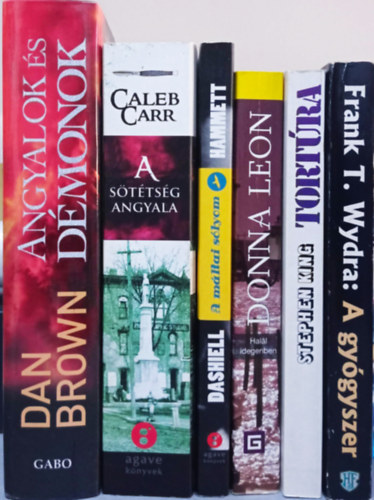 6 DB KRIMI: BROWN:ANGYALOK �S D�MONOK+CARR:A S�T�TS�G ANGYALA+HAMMETT:A M�LTAI S�LYOM+LEON:HAL�L IDEGENBEN+KING: TORT�RA+WYDRA:A GY�GYSZER
