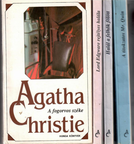 Agatha Christie - 4 db A.Christie könyv (Hunga Könyvek sorozat):Lord Edgware rejtélyes halála + Halál a felhők fölött + A titokzatos Mr. Quin + A fogorvos széke