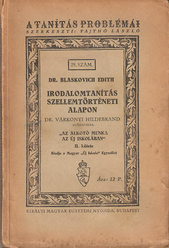 Dr. Várkonyi Hilderbrand - Irodalomtanítás szellemtörténeti alapon