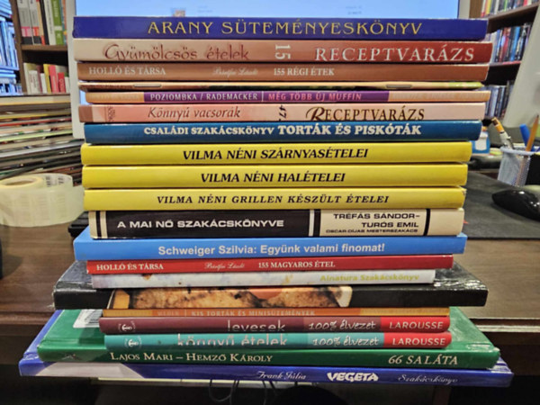 20db gasztronmia ktet, knyvcsomag: Arany stemnyesknyv, Gymlcss telek, Vegeta szakcsknyv, 155 Rgi tek, 66 salta, Mg tbb j muffin, Legfinomabb kuglfok, Knny vacsork, Tortk s pisktk, Csods indiai kon