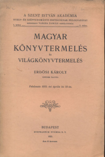 Erdsi Kroly - Magyar knyvtermels s vilgknyvtermels