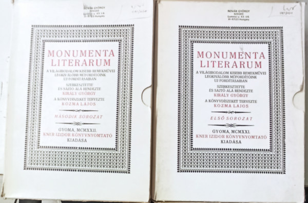 Kir�ly Gy�rgy; Kozma Lajos - Monumenta Literarum I-II. (1-24 f�zet, teljes sorozat)- hasonm�s kiad�s