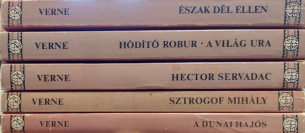 Verne Gyula (Jules Verne) - 5 db Verne kötet: Észak Dél ellen, Hódító Robur, Hector Servadac, Sztroganof Mihály, A dunai hajós