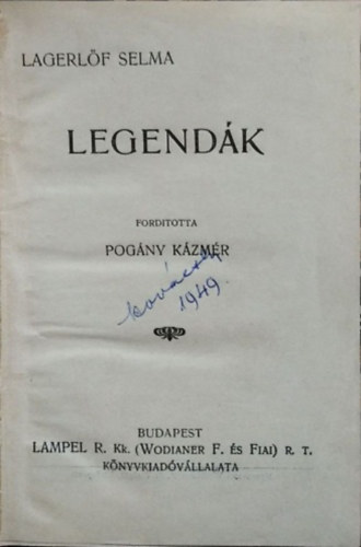 Selma Lagerl�f - Legend�k