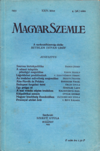 Magyar Szemle 1935. v XXIV. ktet 4.(96.) szm