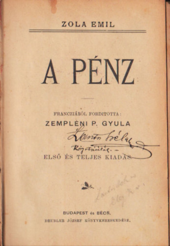ford.: Zemplni P. Gyula Emil Zola - A pnz