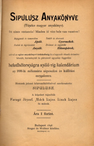 Sipulusz  (Rkosi Viktor) - Sipulusz anyaknyve - Kalendrium 1896-ra