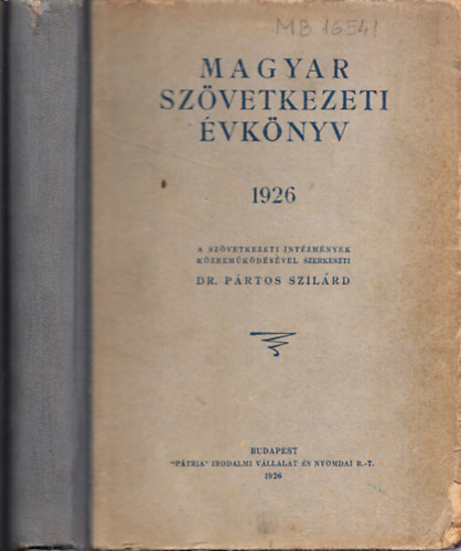 Dr. P�rtos Szil�rd - Magyar Sz�vetkezeti �vk�nyv 1926