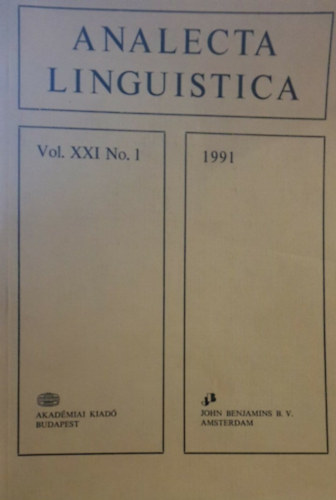 Analecta Linguistica Vol. XXI. No. 1 (1991, tbbnyelv)