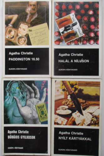 4 db Agatha Christie (B�b�jos gyilkosok + Paddington 16.50 + Hal�l a N�luson + Ny�lt k�rty�kkal)
