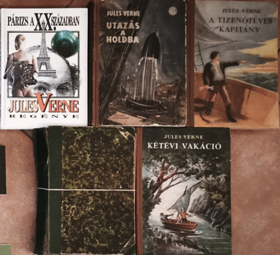 Jules Verne Verne Gyula - 5db Jules Verne (Verne Gyula) reg�ny - P�rizs a XX. sz�zadban, A bund�k haz�ja, K�t�vi vak�ci�, A tizen�t�ves kapit�ny, Utaz�s a Holdba