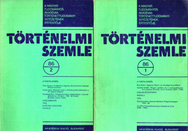 Kiss Endre - 2 db T�rt�nelmi Szemle 86/1, 2